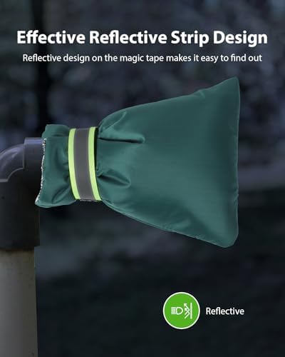 Outdoor Faucet Covers for Winter Freeze Protection, Kanosan 8.3"H X 6.7"W Thickened Reflective Outside Spigots Covers Hose Bib Insulated Sock for Winter Cold Weather, 8 Pack Matcha Green - Image 3