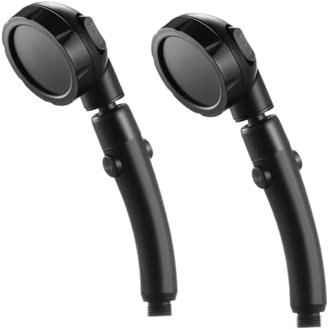 Marbrasse High Pressure Shower Head, 3-Settings Handheld Showerhead with ON/Off Full Shutoff Push Button and Switch to Control Flow, Angle-Adjustable Water Saving(Matte Black, 2Pack) by Marbrasse