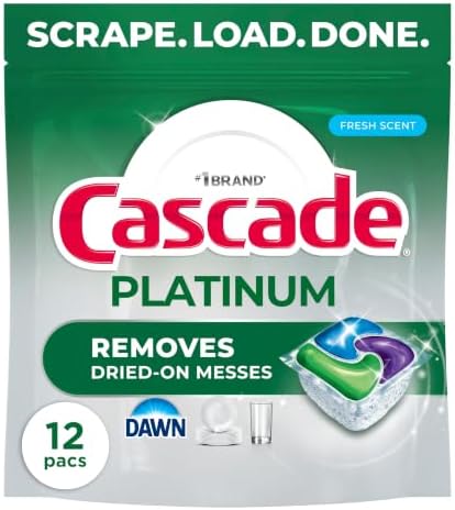 Cascade Platinum Dishwasher Pods, Dishwasher Detergent, Dish Detergent Soap, Fresh, 12 count by Cascade