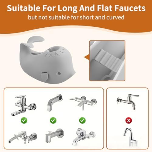 Skyroku Toddler Faucet Extender & Blue Bathtub Spout Cover, Sink Extender with Temperature Sensor for Bathroom Sinks, Kitchen, Bathtubs, Bundle and Save! (BrownGrey) - Image 4