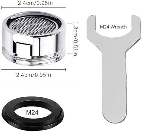 6Pcs Bathroom Faucet Aerator Replacement with Brass Shell 15/16 Inch 24mm External Thread Aerator Faucet Filter with (Silver) - Image 2