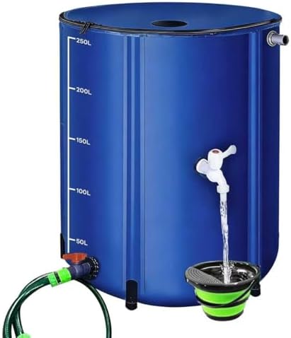 Portable Foldable Outdoor rainwater Barrel for Spring & Summer use. Ideal for Garden Irrigation, Courtyard Cleaning and Emergency Water Storage, Various (Blue, 251L/66.3GAL) by Unknown