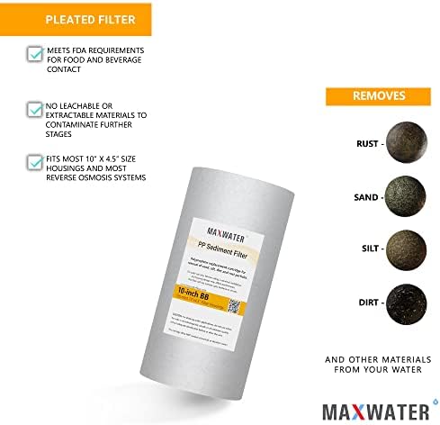 Max Water 10" x 4.5" Whole House Sediment Filter Cartridge Replacement | 1 Micron Melt-Blown Polypropylene Well Water Filter, Compatible with DGD-5005, AP810, WFHD13001B (Pack of 2) - Image 3