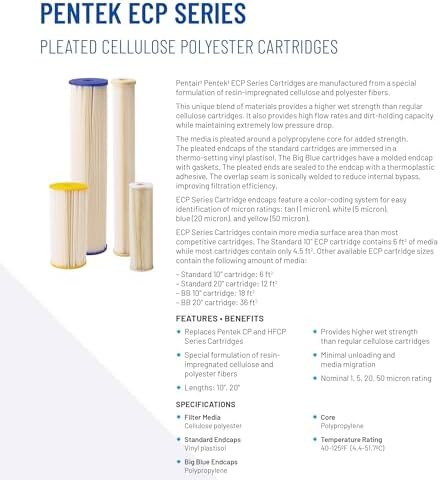 Pentair Pentek ECP5-10 10" x 2.5" Sediment Water Filter, Pack of 2 - Image 2