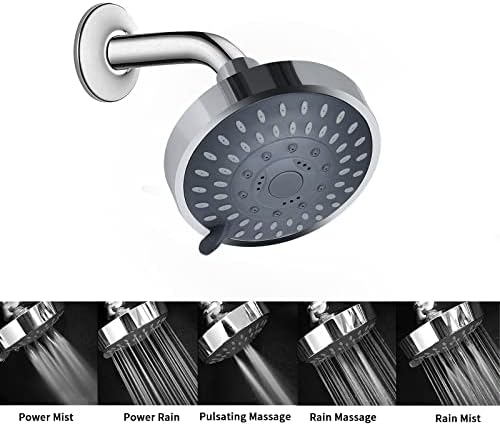 AISOSO High Pressure Rain Shower Head 5 Modes Showerhead 4.1 Inch Chrome - Image 3