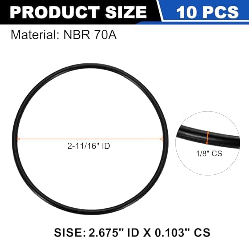 uxcell 10Pcs AS-147 NBR 70A O-Rings 2-11/16"IDx 3/32"CS/2.675"ID x 0.103"CS - Image 2