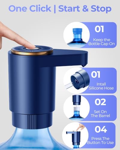 Water Jug Pump for 5 Gallon Bottle – Portable Electric USB-C Charging Dispenser, Dual Powerful Motors, Fast Flow, Fits 2-5 Gallon Jugs – Ideal for Home, Office, Camping, RV, Blue - Image 4