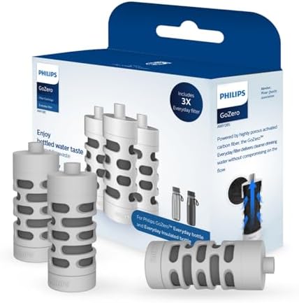 PHILIPS Activated Carbon Water Bottle Filter Replacement AWP285/37, Water Filter for Philips Water Bottle AWP2771 / AWP2772 / AWP2731 / AWP2732 Series, 3 Filters Lasts 6 Months or 120 Gallons,BPA-Free by Unknown