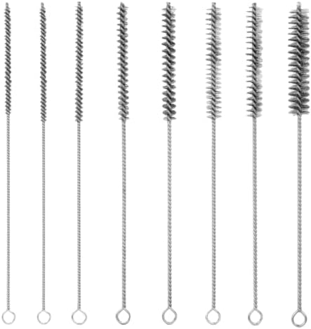 Tube Cleaning Brush,Brass Stainless Steel Engine Cleaning Brushes,12 inch Long Round Wire Pipe Cleaner for Deep Pipes (Silver, 8 Pcs-8 Size) by RAWILL