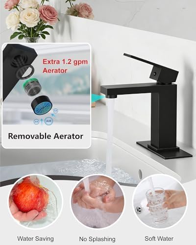 Midanya Bathroom Faucets 1 Hole Single Handle,Matte Black - Image 5