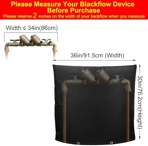 Backflow Preventer Insulation Weatherproof Covers, Pressure Vacuum Breaker Valve Insulated Covers Winter Freeze Protection, Outside Irrigation Sprinkler System Pipe Bag Pouch, 36" W x 30" H - Image 2