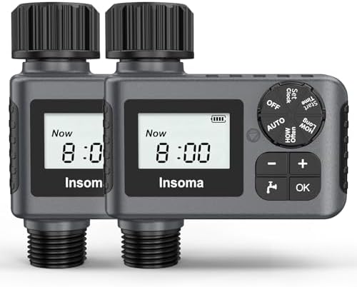 2 PCS Water Timer for Outdoor Garden Hose, Water Sprinkler Timer with Rain Delay/Manual/Automatic Drip Irrigation and Lawn Watering System for Yard by Insoma
