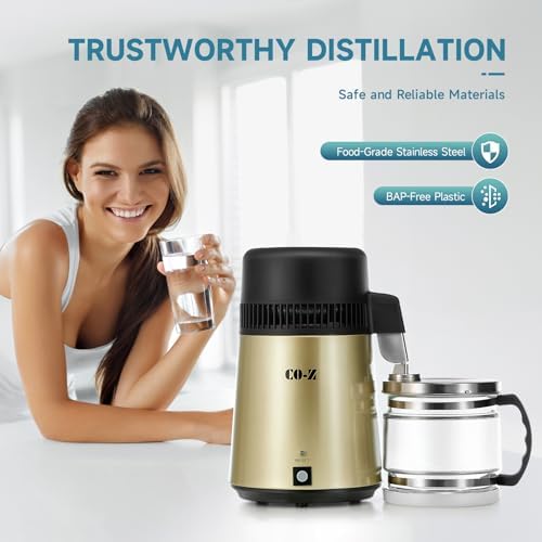 CO-Z Water Distiller, Stainless Steel Distilling Pure Water Machine for Home Countertop Table Desktop, 4L Distilled Water Making Machine, 4 Liter Water Purifier to Make Clean Water for Home - Image 3