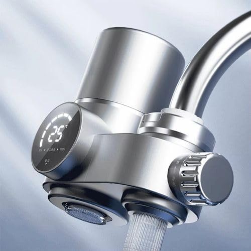 Smart Faucet Filter with Digital Temperature Display, Real-Time LED Water Temperature Monitor, Multi-Layer Filtration System, Universal Adapters for Kitchen and Bathroom by Unknown