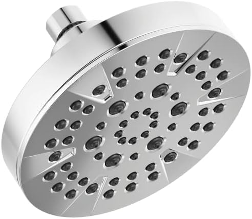 Delta 6-Setting Chrome Shower Head with High Pressure Spray, 6 Inch Round Shower Head, Showerheads, 1.75 GPM Flow Rate, Chrome 52535 by Unknown