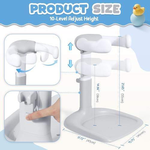 Orzbow Baby Bath Stand with Non-Slip Base - Adjustable Height, Gray - Image 2