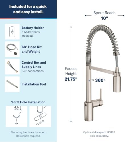 Moen Align Spring Touchless Kitchen Faucet, Stainless, 5923EWSRS - Image 3
