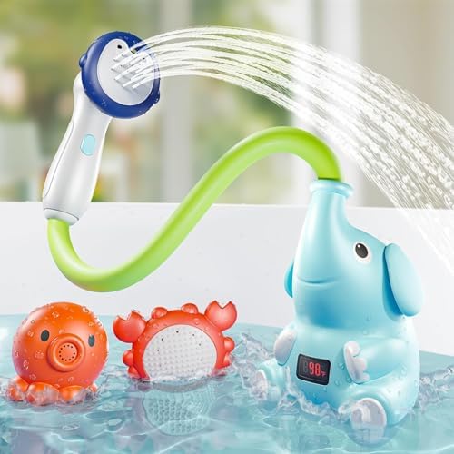 G-WACK Baby Bath Toys Shower Head Sprayer with Water Thermometer for New Borns, Toddlers and Kids | Baby Accessories, and Essentials in Bathtub or Sink | Shampoo Bath Rinser | USB Rechargeable-V2 by G-WACK