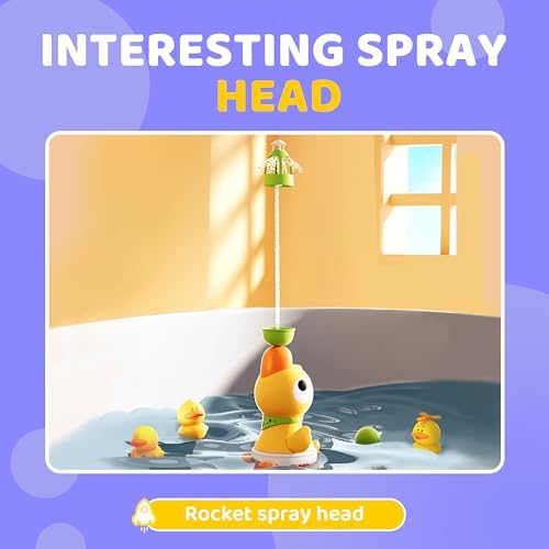 Kids Bath Toys, Kids Bath Shower Head for Bathtub with 1 Adjustable Sprayer, Control the Flow Rinser Kids with 3 Squirting Ducks for Kids in Bathtub Sink - Image 4