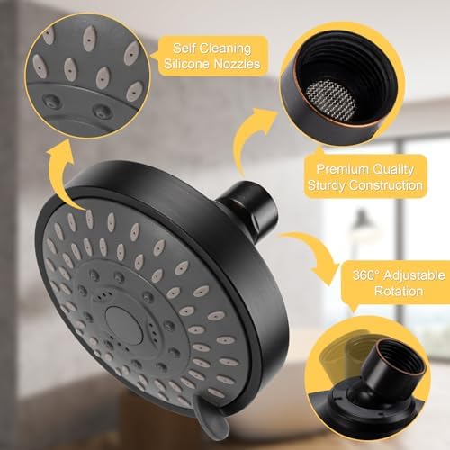 AISOSO High Pressure Rain Shower Head 5 Modes 4.1 Inch Oil Rubbed Bronze - Image 3