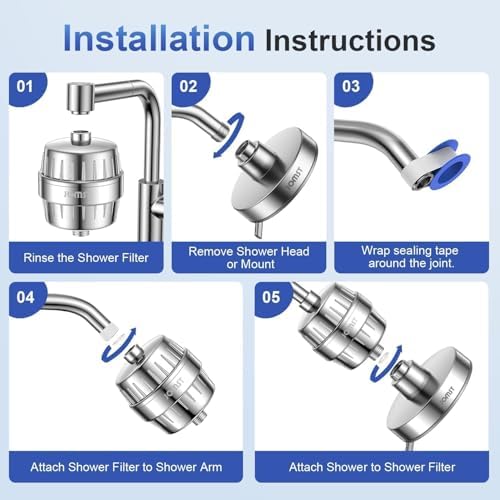 25 Stages Shower Filter with 3 Cores - Maximize Shower Sediment Filtration & Reduce 97.45% Chlorine in Shower Water - For Softer Skin & Shinier Hair - Model SA-001 - Image 7