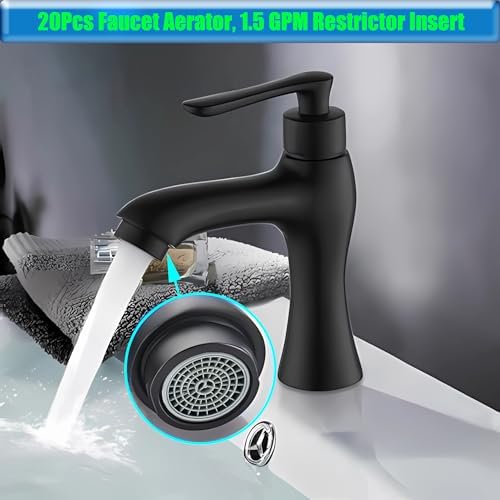 Faucet Aerator, 1.5 GPM Flow Restrictor Insert, Faucet Aerator Replacement Part for Bathroom or Kitchen Faucet Filter, Fits Male and Female Faucet Aerators with Washers (20 Pcs) - Image 6