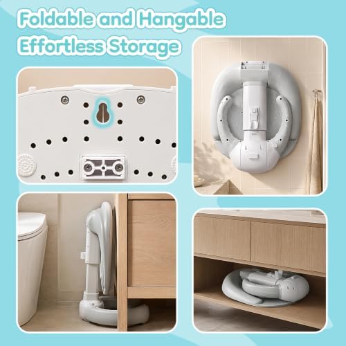 Baby Shower Stand with Anti-Pinch Silicone & Anti-Slip Base, Foldable Baby Bath Stand, Adjustable Height Soporte para Bañera de Bebé Assist Holder for 8-36 Months Toddler, Ideal Gift - Image 2