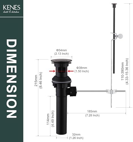 KENES Oil Rubbed Bronze Bathroom Sink Drain Assembly with Lift Rod - Image 6