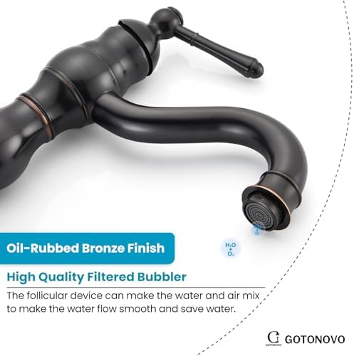 gotonovo Bathroom Faucet 1 Hole Vintage,Oil Rubbed Bronze,7.1” Spout Reach - Image 6