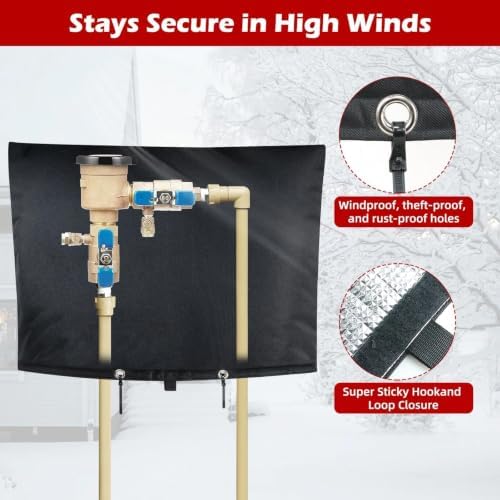 Backflow Preventer Cover, Pipe Freeze Insulation, 30" Wx24 H, Black - Image 5