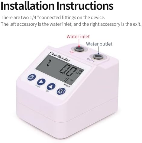 Flow Meter, FLM-3 Flowmeter 1/4" Electronic Digital Display Monitor - Image 3