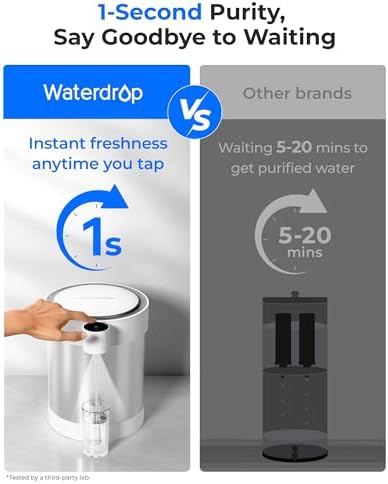 Waterdrop ED09W Rechargeable Non-Gravity Water Filter System with LED Function, Reduces 70+ Contaminants, Lead, Chlorine, 5-Stage Stainless Steel Filtration System, 22-Cup - Image 3