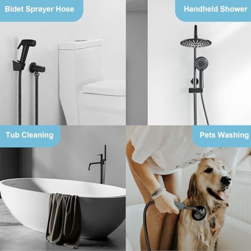 OFFO Shower Hose, 80 in Bidet Hose High Pressure Explosion Proof for Bidet Sprayer Stainless Steel Electroplating with Woven Inner Tube, Matte Black - Image 7