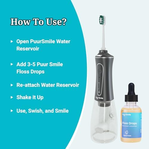 Puur Smile Complete Oral Kit - Dental Care Treatment | Water Flosser + Floss Drop Serum + Replacement Tips - Image 5