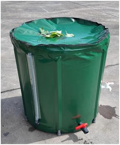 Rainwater Harvesting Tank FlexibleWater Storage Barrel with Mesh Filter Lid Fabric Large Capacity Water Collector(Green,500L) by Unknown