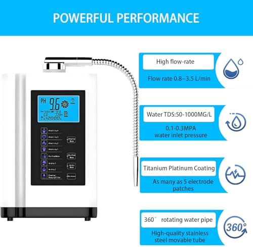 Alkaline Water Ionizer Water Purifier Machine， PH 3.5-10.5 ，Up to 600mV ORP 8000 Liters Per Filter7 Water SettingsAuto-CleaningIntelligent Voice Blue - Image 3