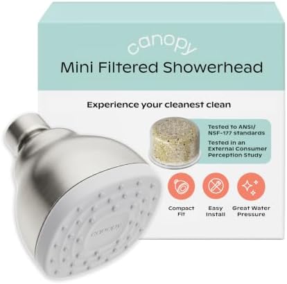 Canopy Mini Filtered Shower Head - Compact Filter for Hard Water - Nickel by Canopy