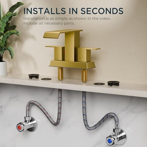 FORIOUS Bathroom Faucets 3 Hole for 4 Inch Centerset Sink Brushed Gold - Image 5
