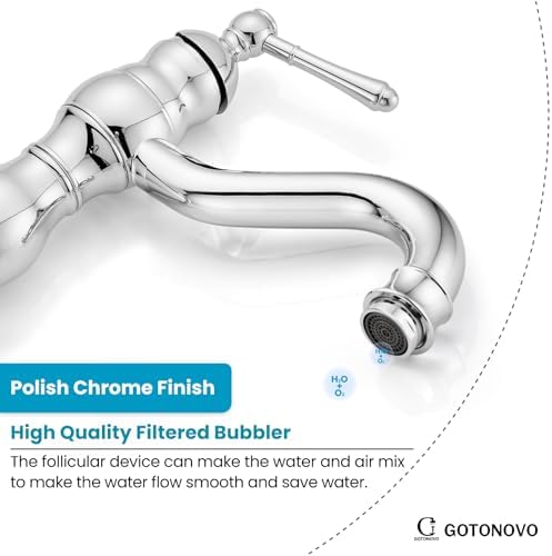 gotonovo Bathroom Faucet 1 Hole Vintage,Polish Chrome,7.1” Spout Reach - Image 6