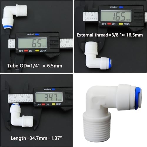 3/8"M to 1/4" Tube Elbow Push-Fit Adapter, 5 Pcs - Image 4