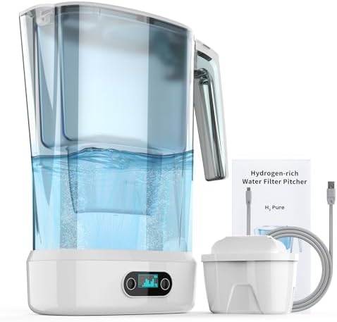 Hydrogen Water Filter Pitcher - BPA Free Rich Hydrogen Water Generator Electrolysis Jug with SPE/PEM. Removes 99% of Lead, Microplastics, PFAS & Chlorine – Advanced UltraFiltration Technology by Unknown