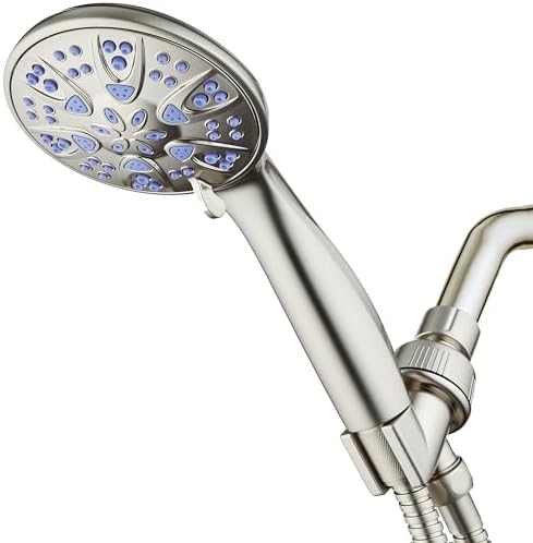 AquaDance Antimicrobial/Anti-Clog High-Pressure 6-setting Hand Shower with Nozzle Protection from Growth of Mold, Mildew & Bacteria for Stronger Shower! - Sunset Blue by AquaDance