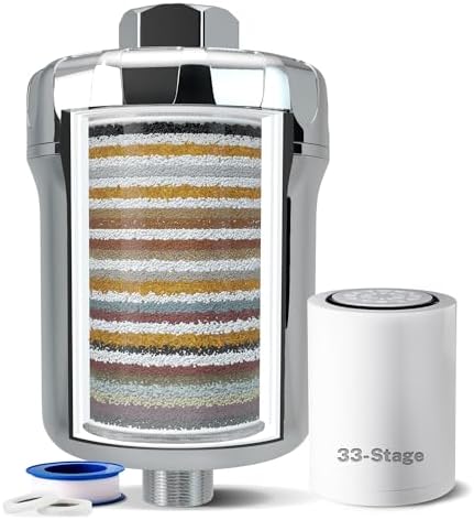 iSpring SF1S 33-Stage Universal Shower Head Filter for Hard Water, Chrome by iSpring