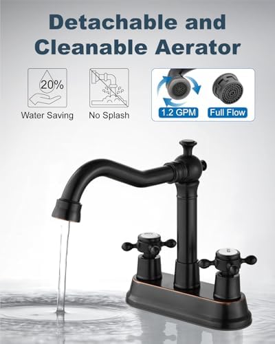 Aolemi 4 Inch Centerset Bathroom Sink Faucet 2 H&C Handle Oil Rubbed Bronze - Image 3