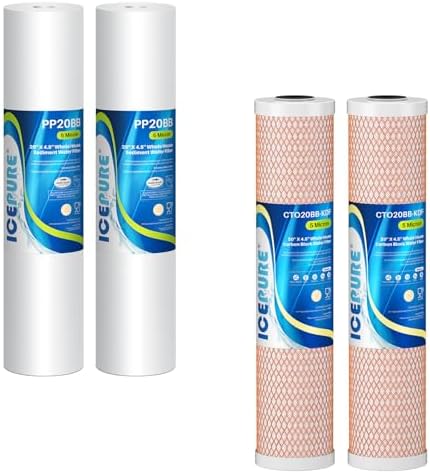 ICEPURE 5 Micron 20" x 4.5" Whole House Sediment Home Water Filter and KDF Heavy Metal Removal Water Filter Replacement Cartridge, Compatible with SP-DD-5005-20BB, FPMB5-20, AP810-2, DGD-5005-20 by ICEPURE
