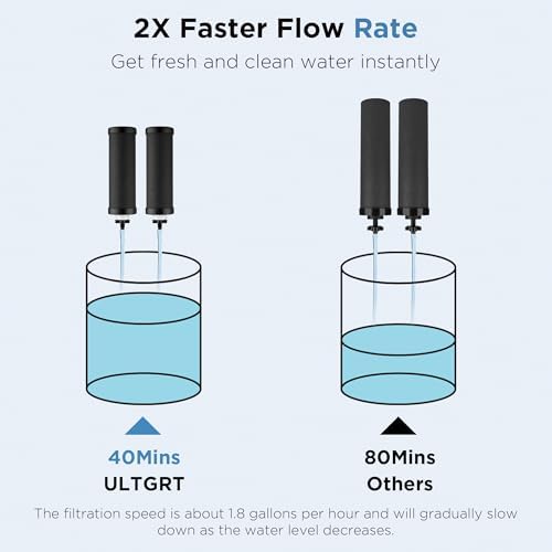 2-Stage Filtration Carbon Purification Element Black Composite Carbon Filters Replacement For Gravity Water Filtration System 2 Pack - Image 6