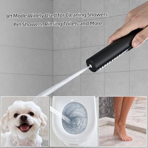 High Pressure Handheld Shower Head with Hose and Holder, Matte Black Cylindrical Hand Held Showerhead with Built-in Power Wash Spray, High Flow Wand for Bathroom - Image 4