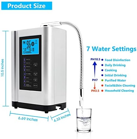 Alkaline Water Ionizer AG7.0, 7 Water Settings, Up to -570mV ORP, 8000L, AlkalineSilver - Image 3
