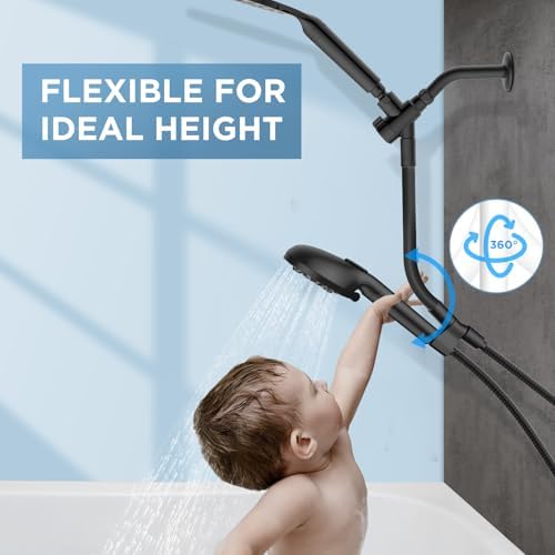 MakeFit Dual Handheld Shower Head Combo, 2-in-1 Rain Shower Heads System 8 Inch Rainfall Shower Head and 10 Modes High Pressure Hand Held Showerhead with Built-in Power Wash - Image 3