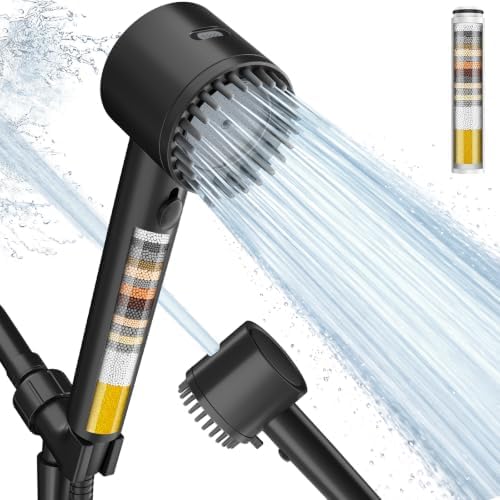 Cobbe Filtered Shower Head with Handheld 5 Spray Mode Black（2.5 GPM） by Cobbe